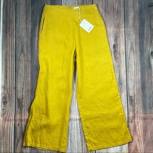 Rhythm Venice Linen Pants Yellow Turmeric NWT Size 2